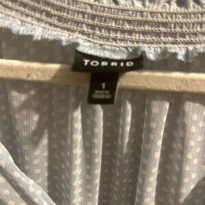 Torrid Baby Blue Polka Dot Blouse, size 1